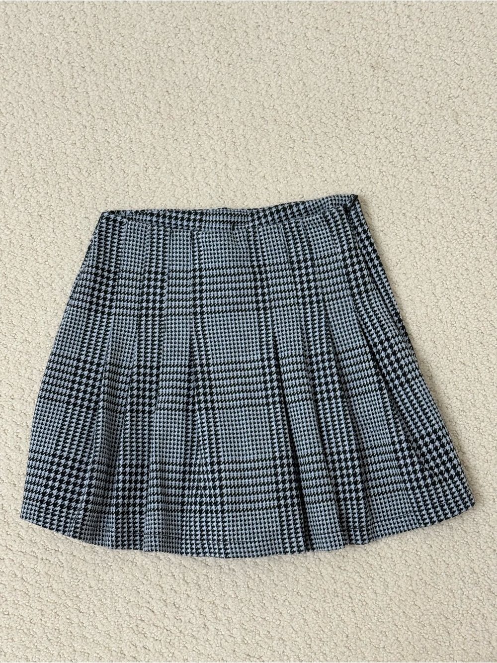 Size 9 Girls Zara Houndstooth Pleated Mini Skirt - Blue & Grey